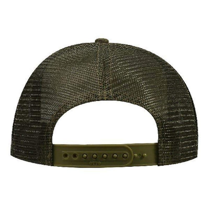 OTTO Polyester Foam Front 5 Panel High Crown Mesh Back Trucker Hat - Ol. Green - Image 3